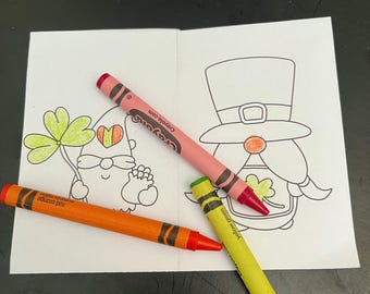 St. Patrick’s Day Gnomes Coloring Book Printable/One Page Mini Book PDF/Leprechaun Gnome Activity Booklet for Kids/Instant Download