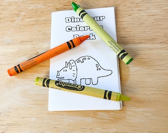 Dinosaur Small Coloring Book/Children’s Printable Coloring Booklet/One Page Micro Book/Digital Download/Restaurant Fun/Tiny Coloring Book