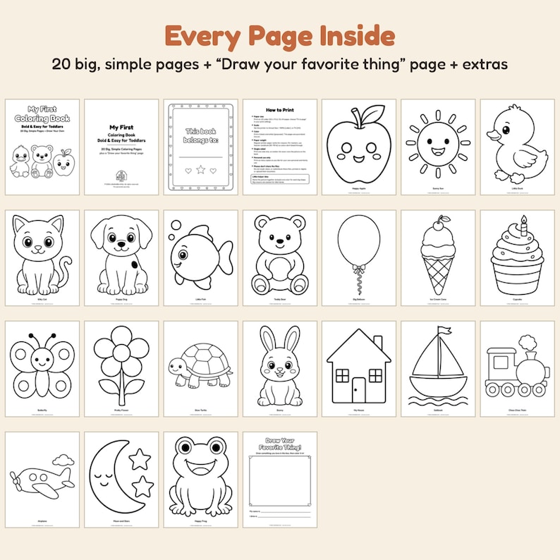 Toddler Coloring Pages, My First Coloring Book, 20 Bold and Easy Simple ...