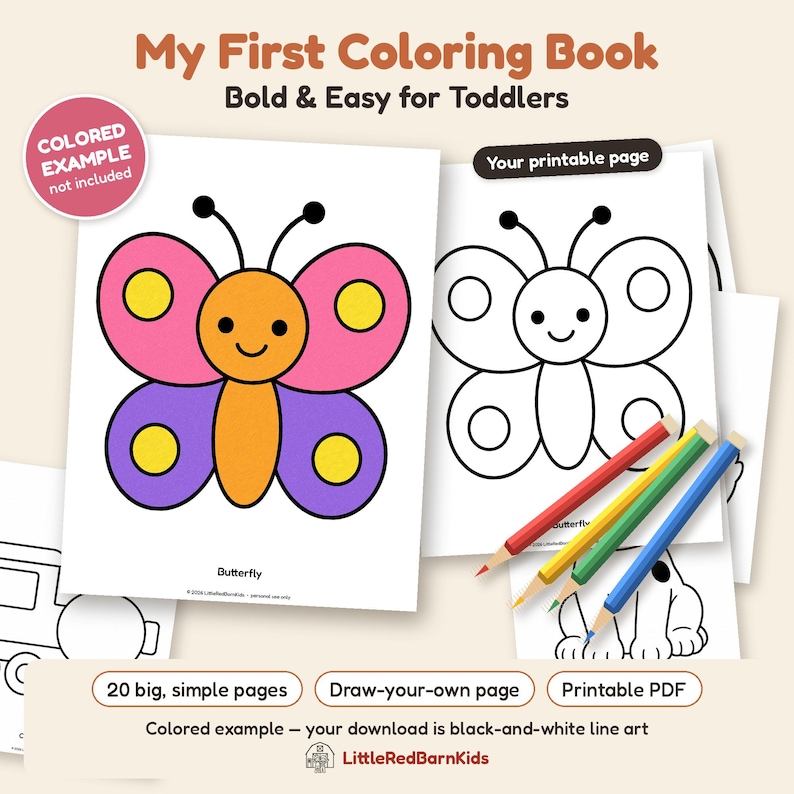 Toddler Coloring Pages, My First Coloring Book, 20 Bold and Easy Simple ...