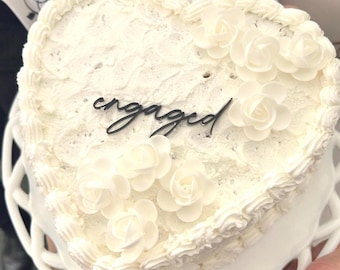 Adorno para tarta de compromiso, diseño plano, dije de compromiso personalizado
