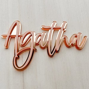 Custom Cake Name Charm, Personalized Script Plate, Double Acrylic Birthday Cake Plaque