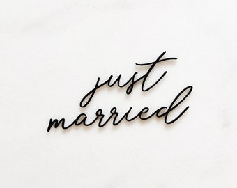 Just Married Acrylic Cake Charm, Custom Flat Laying Cake Topper