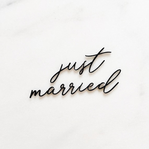 Just Married Acrylic Cake Charm, Custom Flat Laying Cake Topper