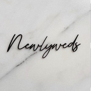 Newlyweds Acrylic Cake Charm, Custom Flat Laying Cake Topper