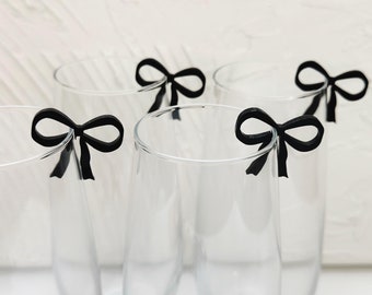 Cocktail Bow Drink Tags: Custom Color Glass Charms