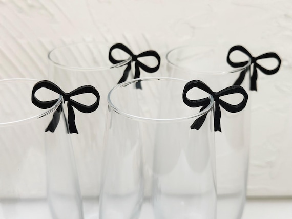Cocktail Bow Drink Tags: Custom Color Glass Charms