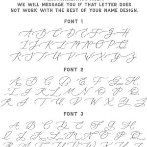 K&ouml;nnte beinhalten: Bild mit drei Kalligraphie-Schriftarten und Kleinbuchstaben zur Personalisierung. Der Text lautet "Wichtig!" und enth&auml;lt Anweisungen f&uuml;r Gro&szlig;buchstaben-Pr&auml;ferenzen. Schriftstile werden zur Referenz angezeigt.