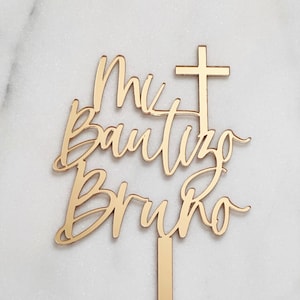Personalized Baptism Cake Topper: Mi Bautizo, First Communion