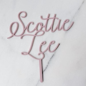 Baby Shower Cake Topper – Delicate Cursive, Custom Name or Phrase, Personalized Acrylic Cake Decoration