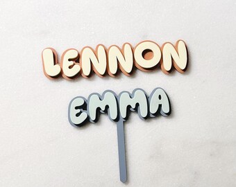 Personalized Blue Dog Cake Charm or Topper: Blue and Bingo Party Decor