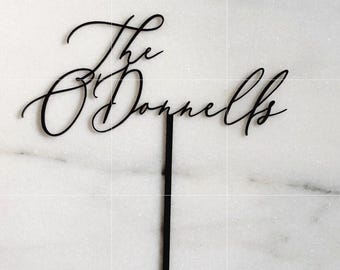 Custom Acrylic Wedding Cake Topper: Large Last Name Design