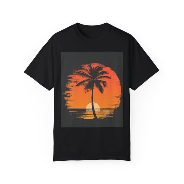 Sunset Silhouette, t-shirt, Dusk by the Waves, Sunset Spectacle Tee, Ocean Sunset Magic, Beachfront Beauty, Sunset Soiree by the Sea