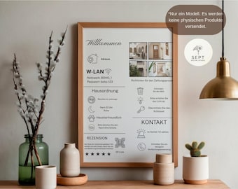 Airbnb Willkommensschild Vorlage, WLAN Schild, Hausordnung Ferienwohnung, Airbnb Welcome Sign German, Gästebuch Alternative