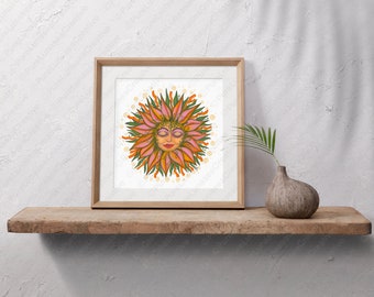 We are the Universe expressing itself - Sunflower Goddess, spiritual art, nature, soulful art, painting, art print, vibrant, unique wall art