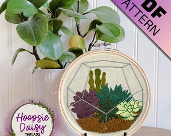 Succulent Garden, Modern Embroidery Pattern for Beginners- PDF Printable Download