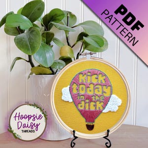 Kick Today, motif de broderie moderne pour débutants - PDF imprimable à télécharger