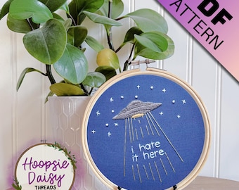 i hate it here, Modern Embroidery Pattern for Beginners- PDF Printable Download