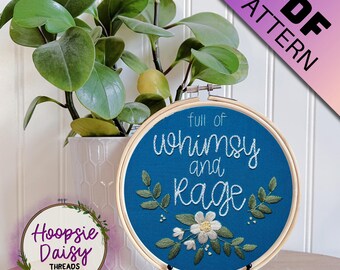 Whimsy & Rage, Modern Embroidery Pattern for Beginners- PDF Printable Download