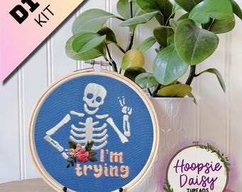 I'm Trying, Modern Embroidery for Beginners- DIY kit + PDF DOWNLOAD
