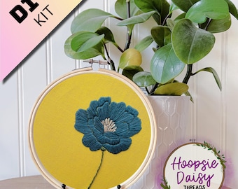 Fall Poppy, Modern Embroidery for Beginners- DIY Kit + PDF Download