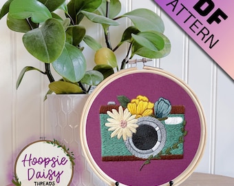 Photograph Floral, Modern Embroidery Pattern for Beginners- PDF Printable Download
