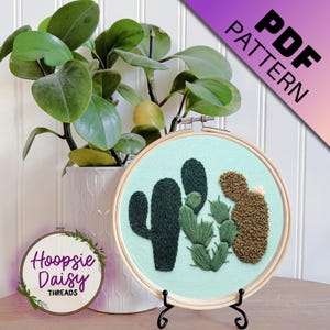 Cactus Trio, Modern Embroidery Pattern for Beginners- PDF Printable Download