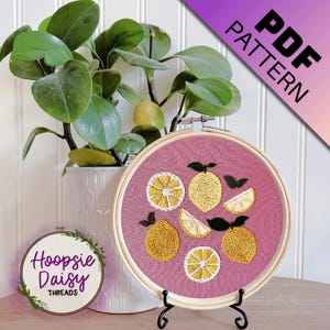 Summer Lemonade, Modern Embroidery Pattern for Beginners- PDF Printable Download