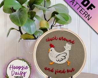 Cluck Around, Modern Embroidery Pattern for Beginners- PDF Printable Download
