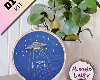 i hate it here, Modern Embroidery for Beginners- DIY kit + PDF DOWNLOAD