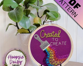 Created, Modern Embroidery Pattern for Beginners- PDF Printable Download