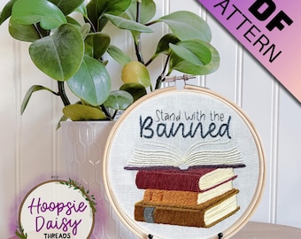 Banned Books, Modern Embroidery Pattern for Beginners- PDF Printable Download