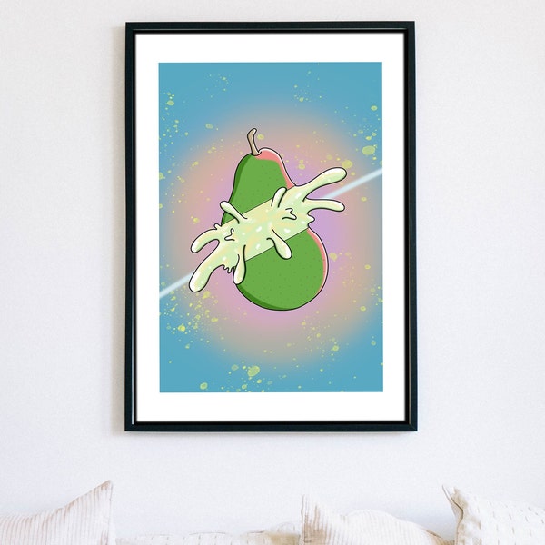 Fruit Ninja, Pear, Digital Download, Colorful, Printable, Wall Art,  Room Decor, Poster