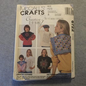 McCall's 6722 Crafts Sewing Pattern Creative Clothing Sweatshirt Appliqué
