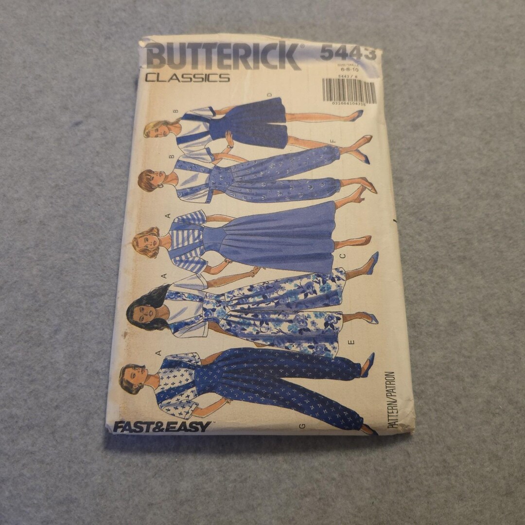 Butterick 5443 Pattern Size 6–10 Uncut Jumpsuit Dress Romper Fast ...