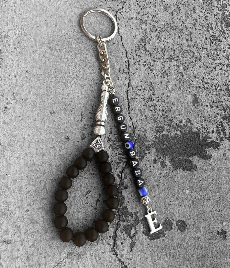 Personalized Name Keychain – Black Onyx Beads, Spiritual Jewelry, Handmade Germany image 2