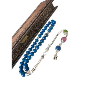 Tesbih mit Namen - Personalized Apatite Naturstein Perlen - Turkish Prayer Beads, Handmade Islamic Gift