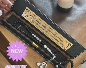 Personalisierte schwarze Onyx Gebetskette - handgemachtes islamisches Geschenk für Männer