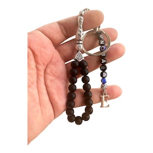 Personalized Name Keychain – Black Onyx Beads, Spiritual Jewelry, Handmade Germany image 1
