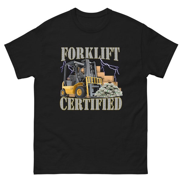 Stapler-zertifiziertes T-Shirt - Lustiges Gabelstapler-Shirt - Seltsames spezifisches Meme T-Shirt - Lustiges Geschenk - Schweres Gerät - Lustiges Meme T-Shirt