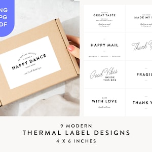 Thermal Label PNG JPEG PDF, Small Business Packaging, Thank you Stickers, Packaging Labels, Digital Stickers