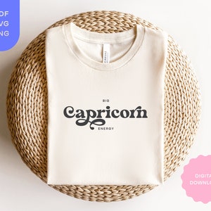 Star Sign SVG PNG PDF, camiseta Capricórnio, presente astrológico, silhueta Cricut, presente para ela, Zodíaco Shir
