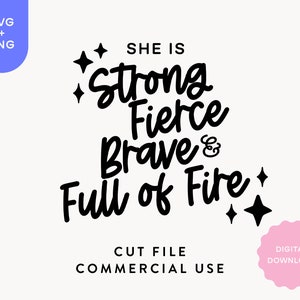 Sie ist stark SVG, christliches Zitat, Girl Power, starke Frau, SVG-Dateien für Cricut, Clip Art, Sublimationsdesign