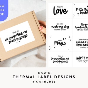Thermal Label PNG JPEG PDF, Small Business Packaging, Thank you Stickers, Packaging Labels, Digital Stickers