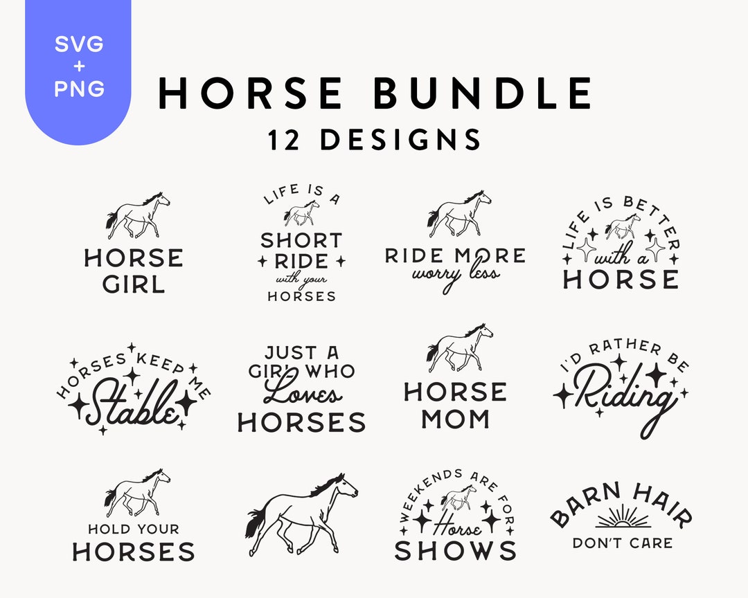 Horse Girl Bundle SVG PNG PDF, Horse Silhouette, Western Png, Country
