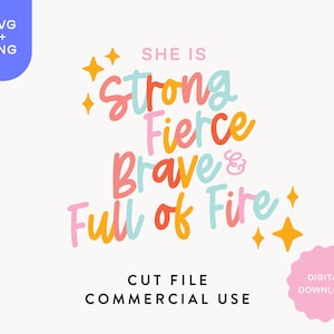 Sie ist stark SVG, christliches Zitat, Girl Power, starke Frau, SVG-Dateien für Cricut, Clip Art, Sublimationsdesign
