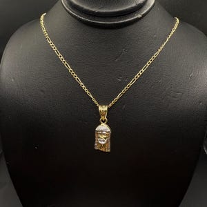 10k Yellow Gold Two Tone Jesus Pendant, 10k Jesus Pendant, Unisex Gold Jesus pendant, men’s gold Jesus pendant, women gold Jesus pendant