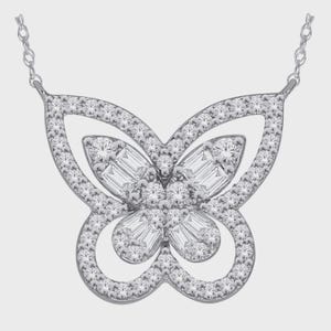 10K White Gold 0.50 CT Diamond Necklace, Half Carat Diamond Pendant, Elegant White Gold Fashion Necklace, Dainty Diamond Gift for Her