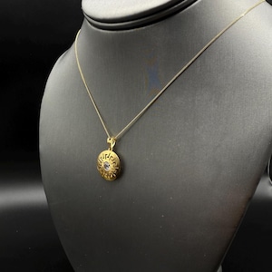 10K Yellow Gold & Cubic Zirconia Fancy Double Sided  Pendant,