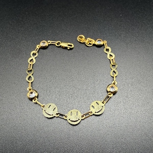 10k Yellow Gold Smile Infinity Cubic Zirconia Baby Bracelet  Solid Gold Baby  Bracelet,  Baby Jewelry, Gold Bracelet for Kids